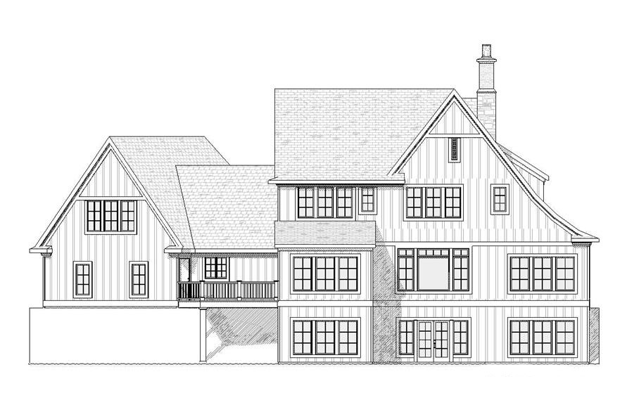 Home Plan Rear Elevation of this 4-Bedroom,3438 Sq Ft Plan -168-1051