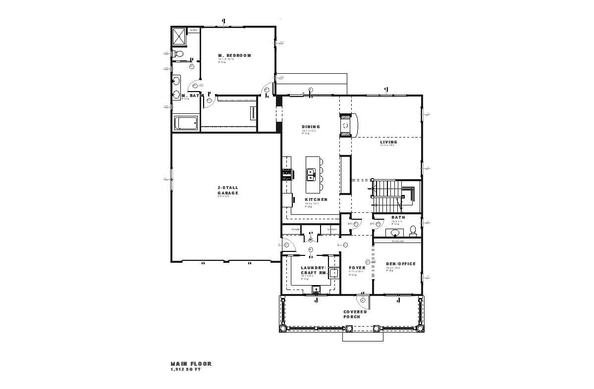 Floor Plan First Story of Cape Cod Plan #168-1053