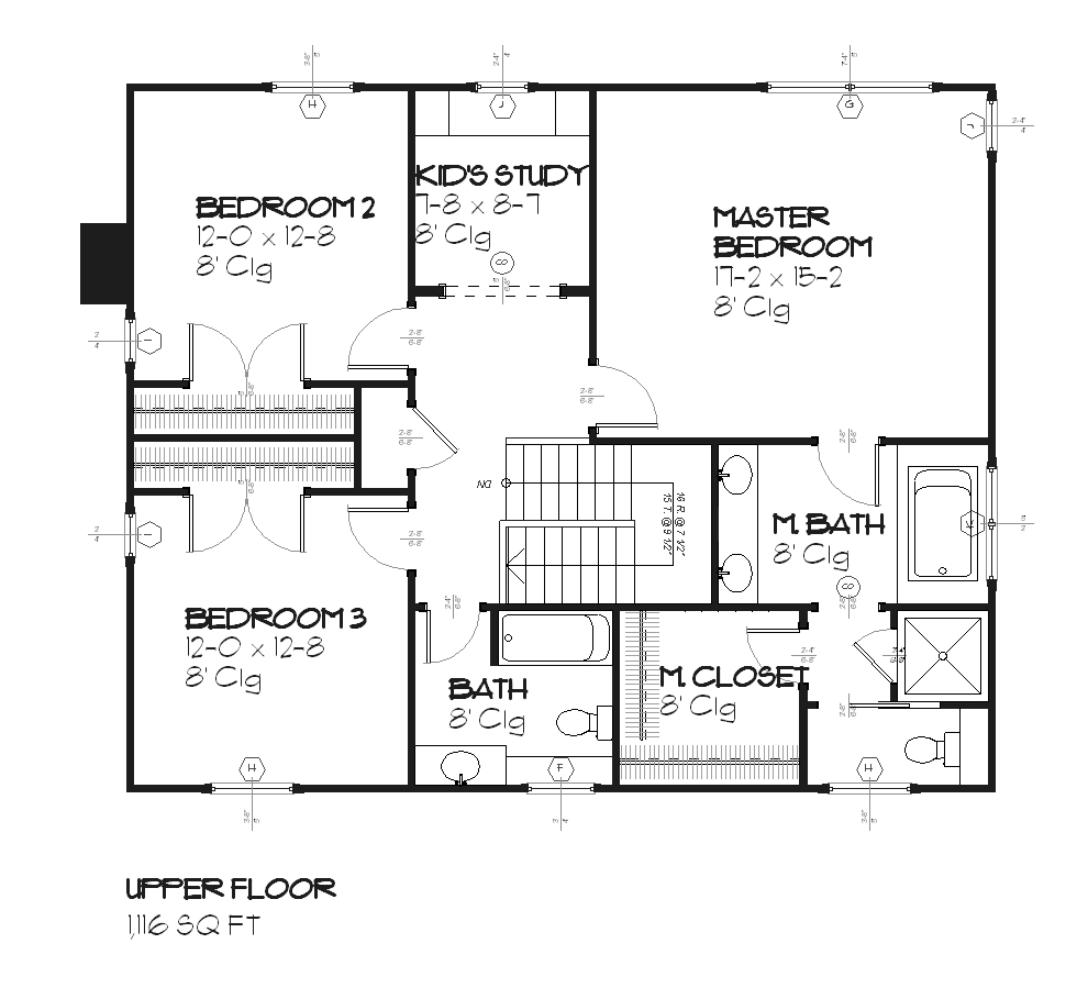 Floor Plan Second Story of Country Plan #168-1055
