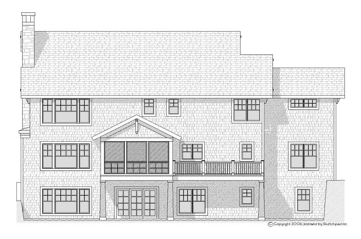 Home Plan Rear Elevation of this 4-Bedroom,3492 Sq Ft Plan -168-1057
