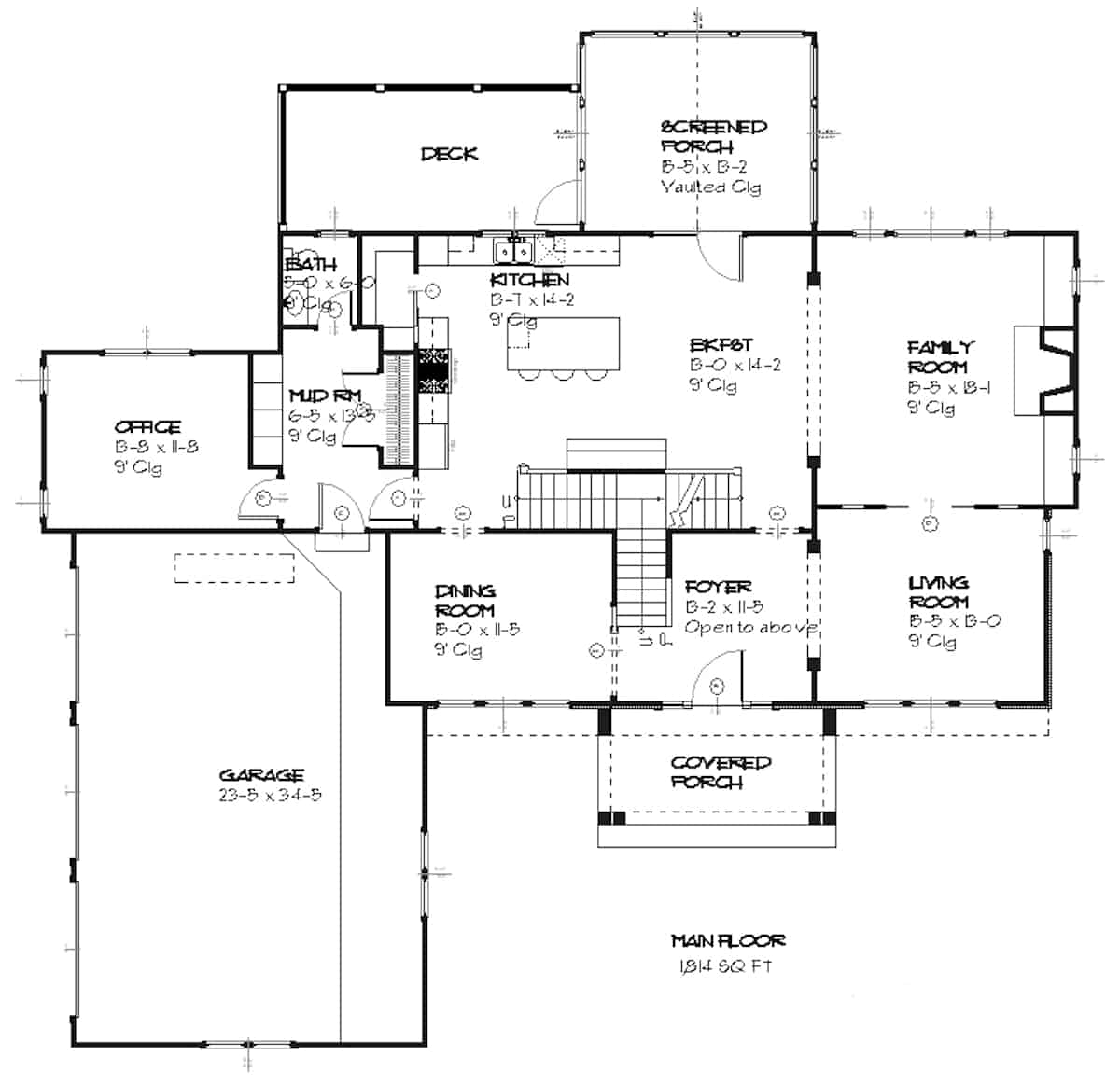 Main Level of Traditional Plan #168-1057