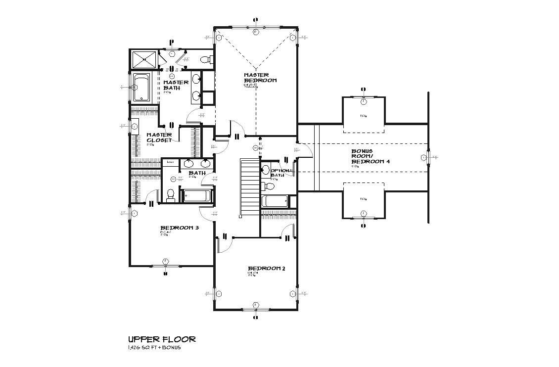 Floor Plan Second Story of Country Plan #168-1059