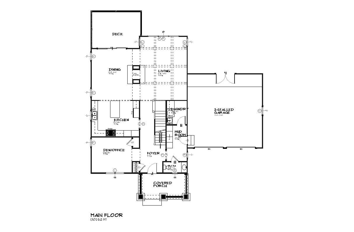 Floor Plan First Story of Country Plan #168-1061