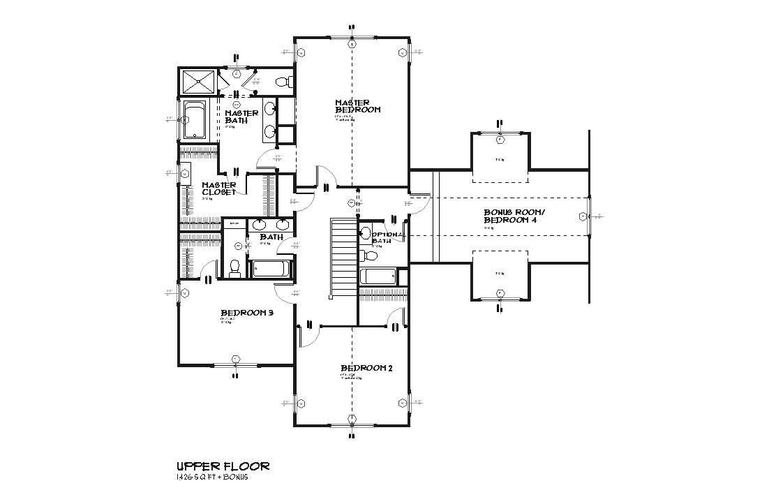 Floor Plan Second Story of Country Plan #168-1061