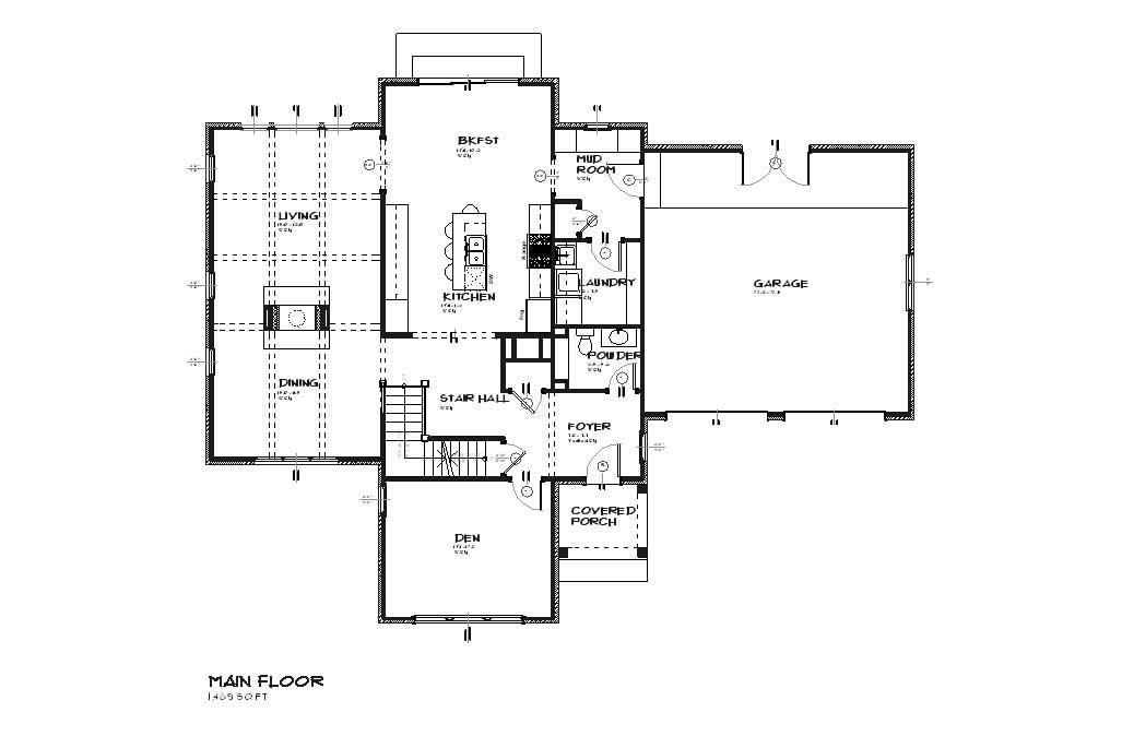 Floor Plan First Story of Craftsman Plan #168-1062