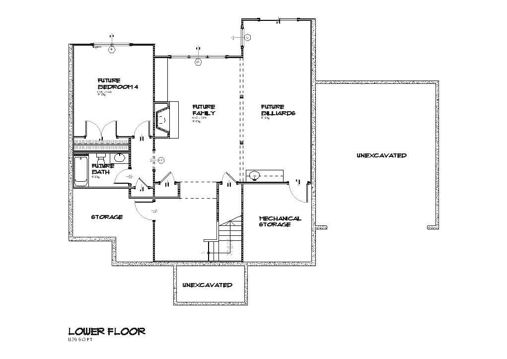 Floor Plan Basement of European Plan #168-1068