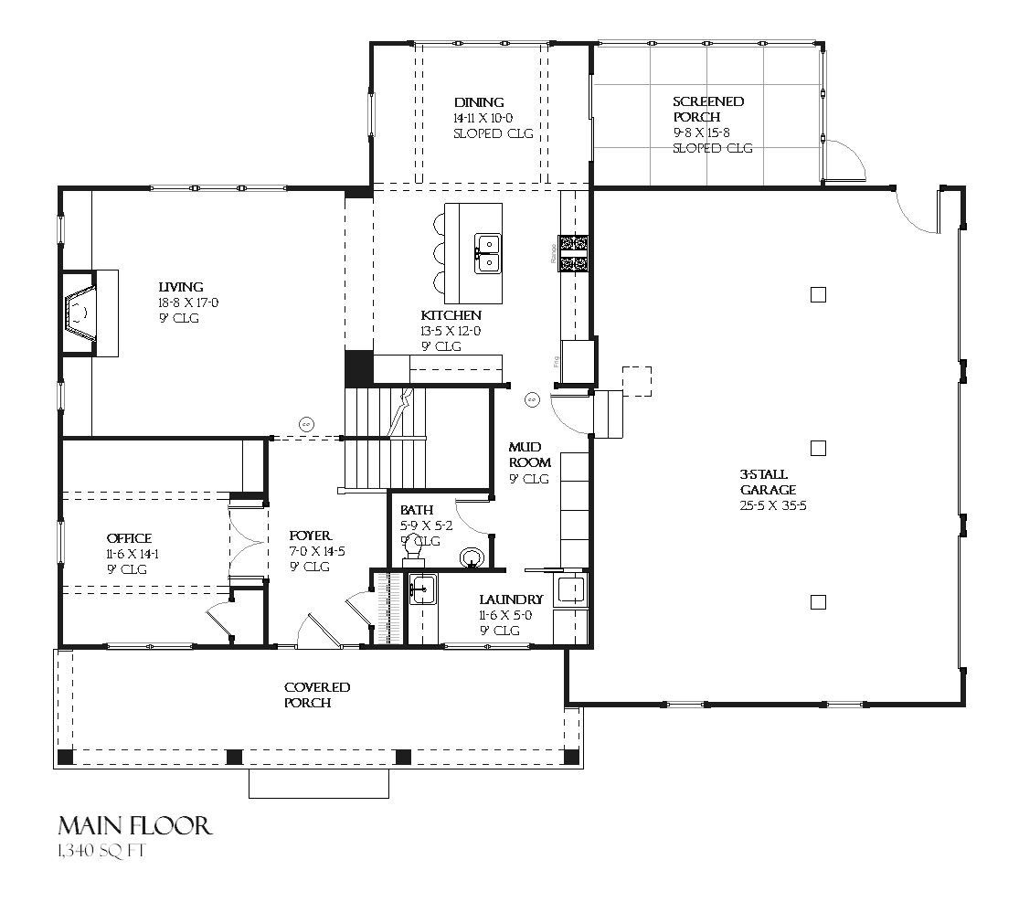 Floor Plan First Story of Country Plan #168-1069