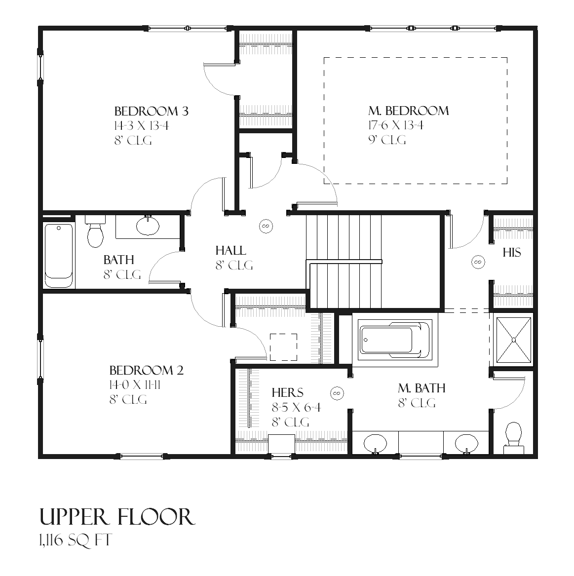 Floor Plan Second Story of Country Plan #168-1069