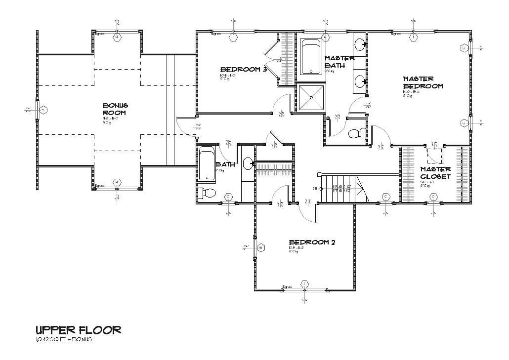 Floor Plan Second Story of Country Plan #168-1071