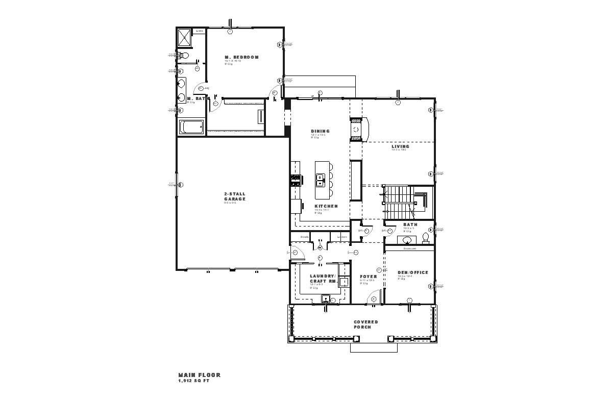 Floor Plan First Story of Country Plan #168-1073