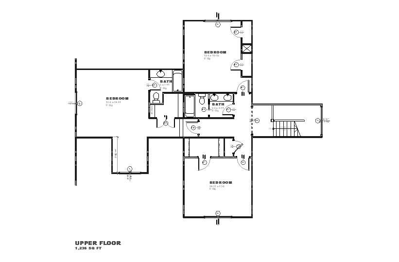 Floor Plan Second Story of Country Plan #168-1073