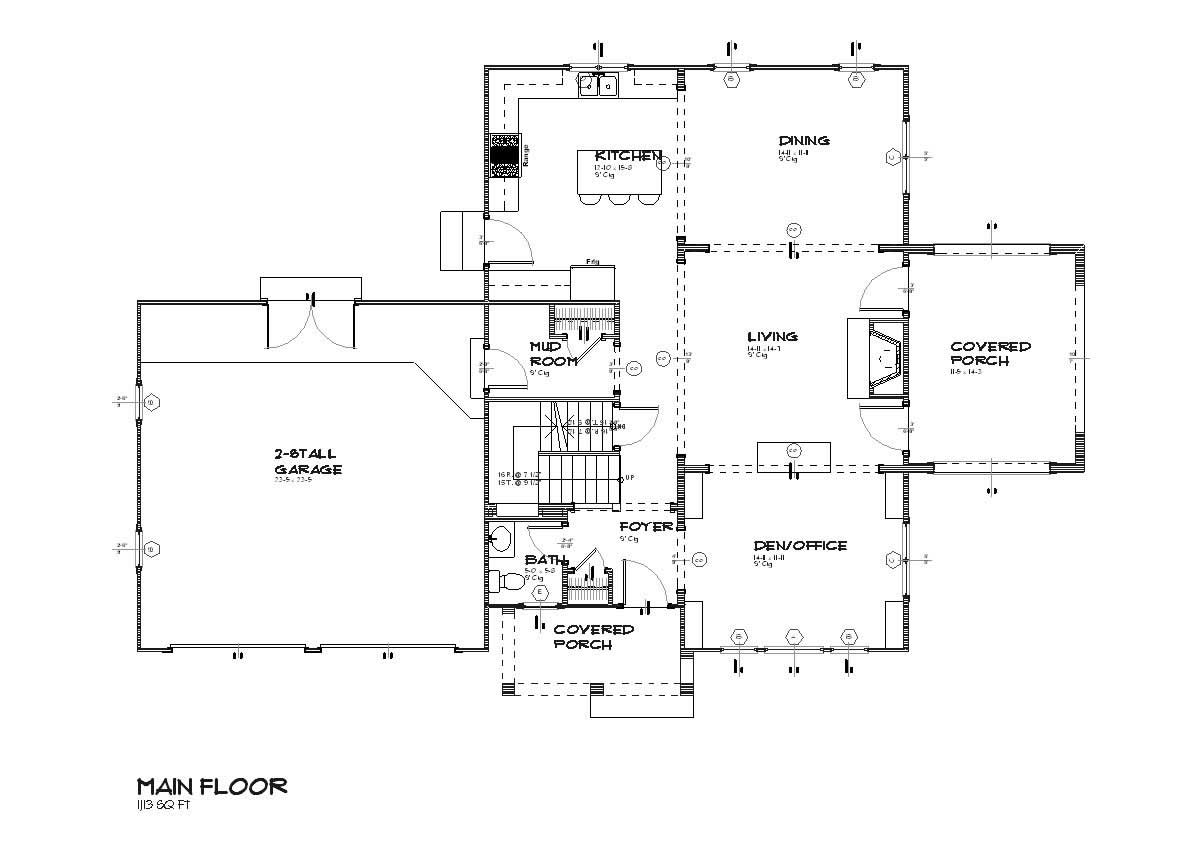 Floor Plan First Story of Prairie Plan #168-1074
