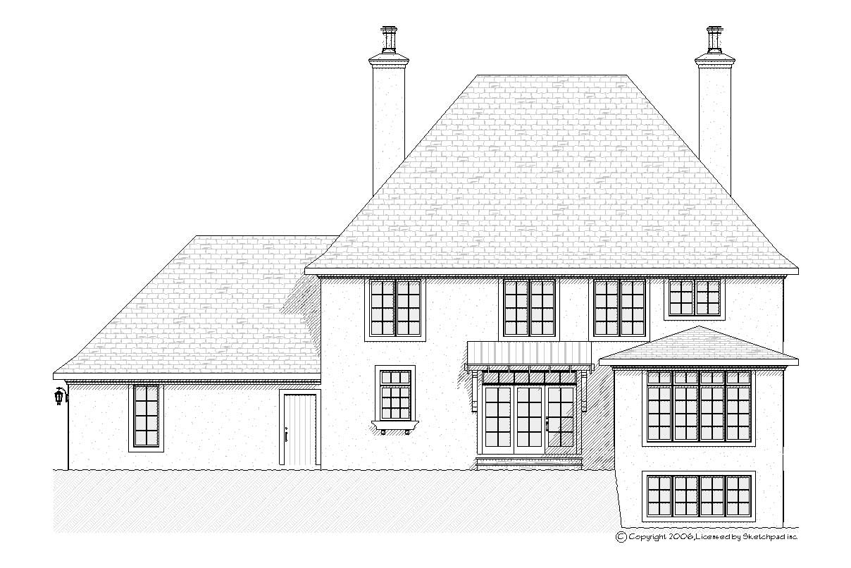 Home Plan Rear Elevation of this 4-Bedroom,2938 Sq Ft Plan -168-1077