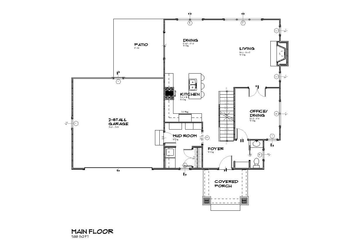 Floor Plan First Story of Craftsman Plan #168-1078