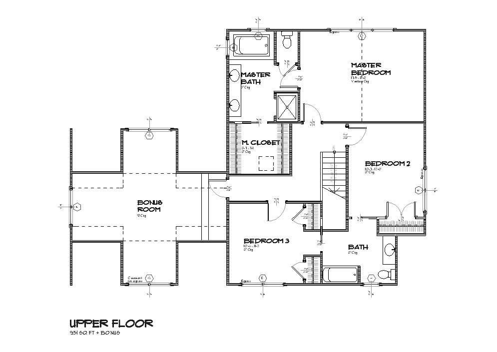 Floor Plan Second Story of Craftsman Plan #168-1078