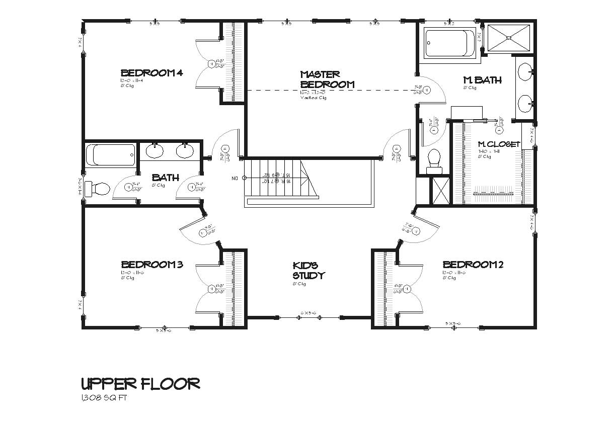 Floor Plan Second Story of Country Plan #168-1079