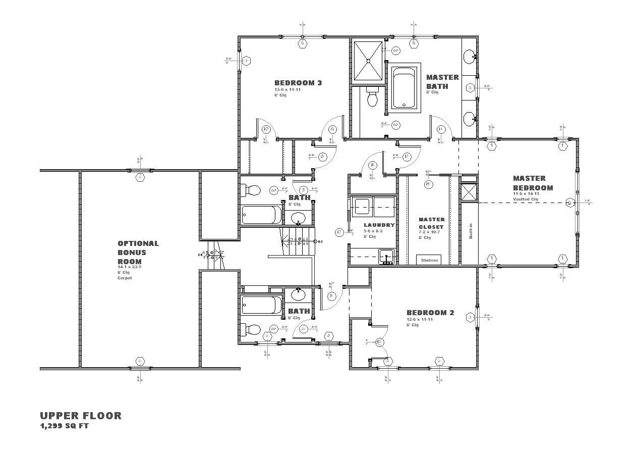Floor Plan Second Story of European Plan #168-1080