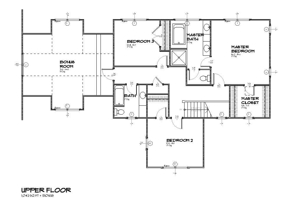 Floor Plan Second Story of Country Plan #168-1082
