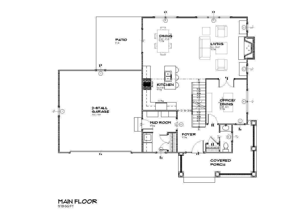 Floor Plan First Story of Country Plan #168-1083