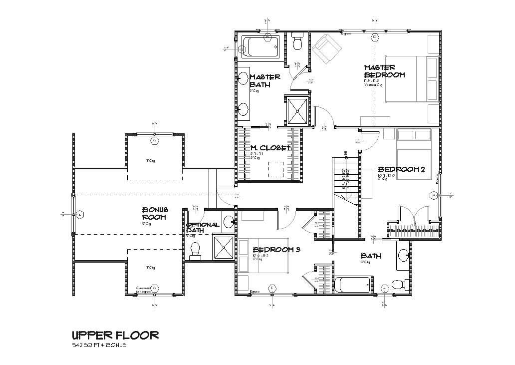 Floor Plan Second Story of Country Plan #168-1083