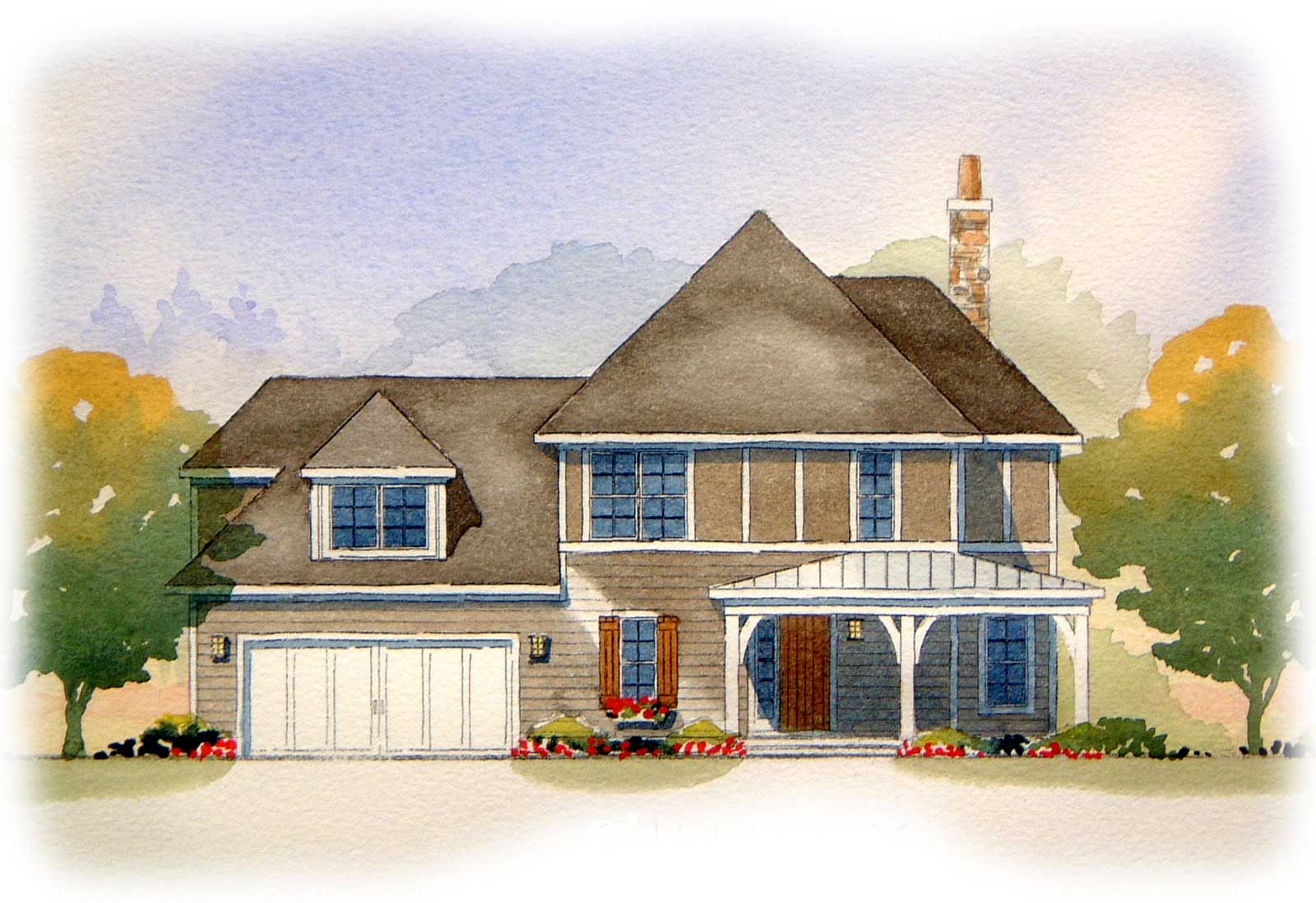 This image is an artist's rendering of these European Home Plans