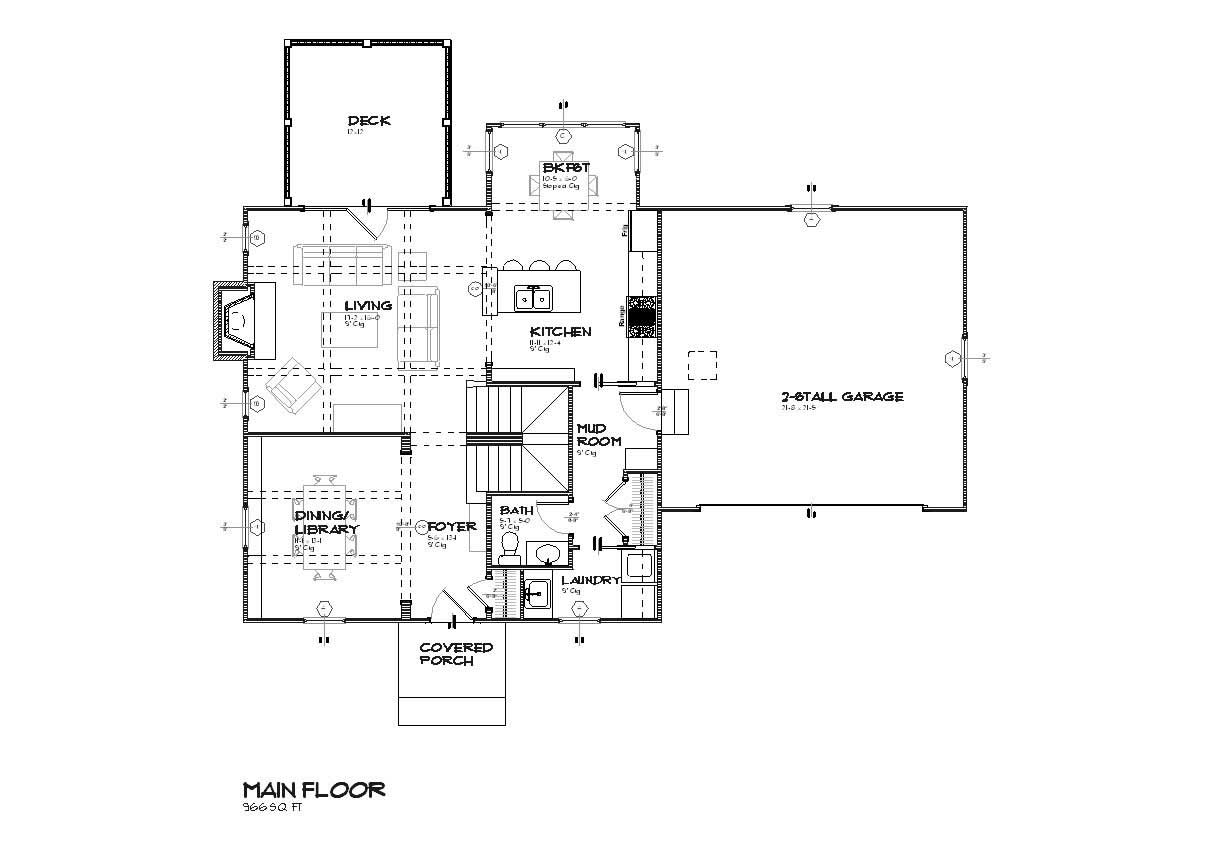 Floor Plan First Story of Craftsman Plan #168-1086