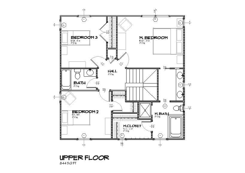 Floor Plan Second Story of Craftsman Plan #168-1086