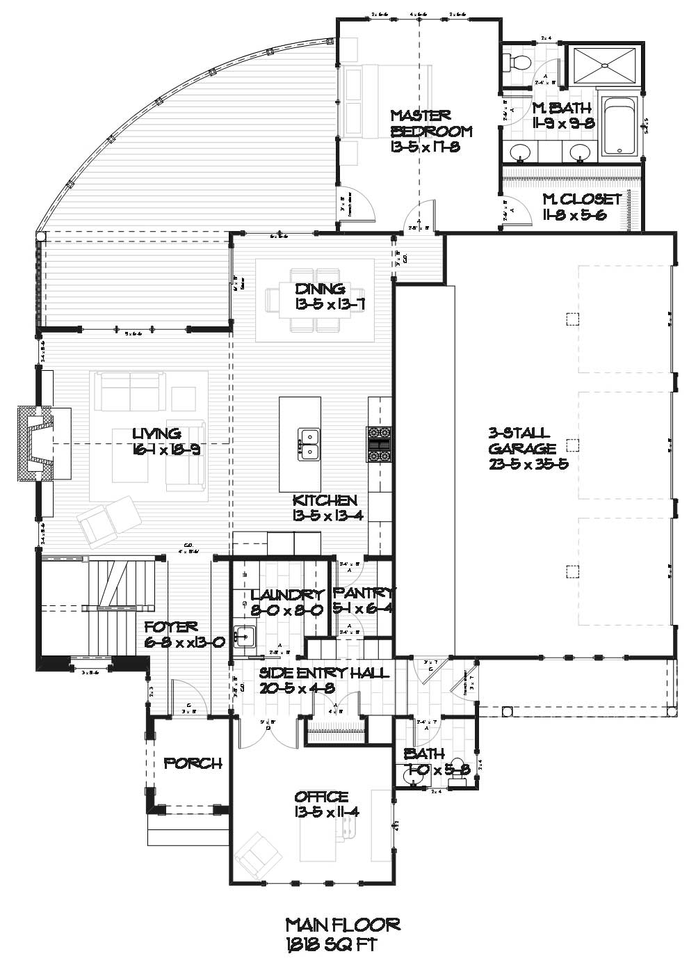 Floor Plan First Story of Contemporary Plan #168-1088