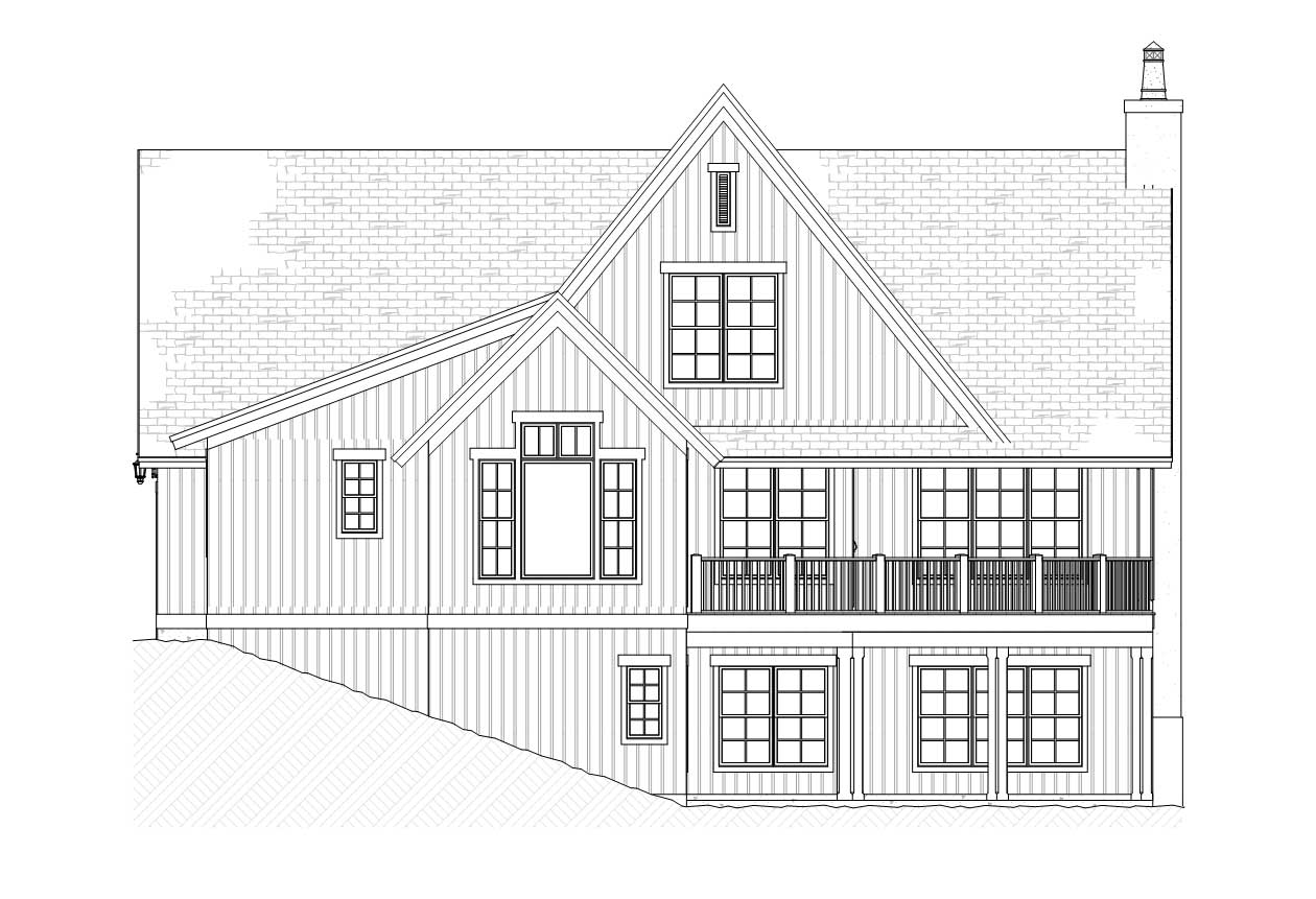 Home Plan Rear Elevation of this 4-Bedroom,3086 Sq Ft Plan -168-1088