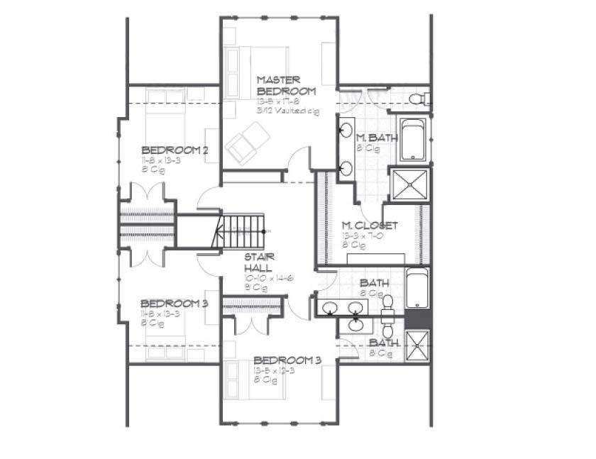 Floor Plan Second Story of Country Plan #168-1089