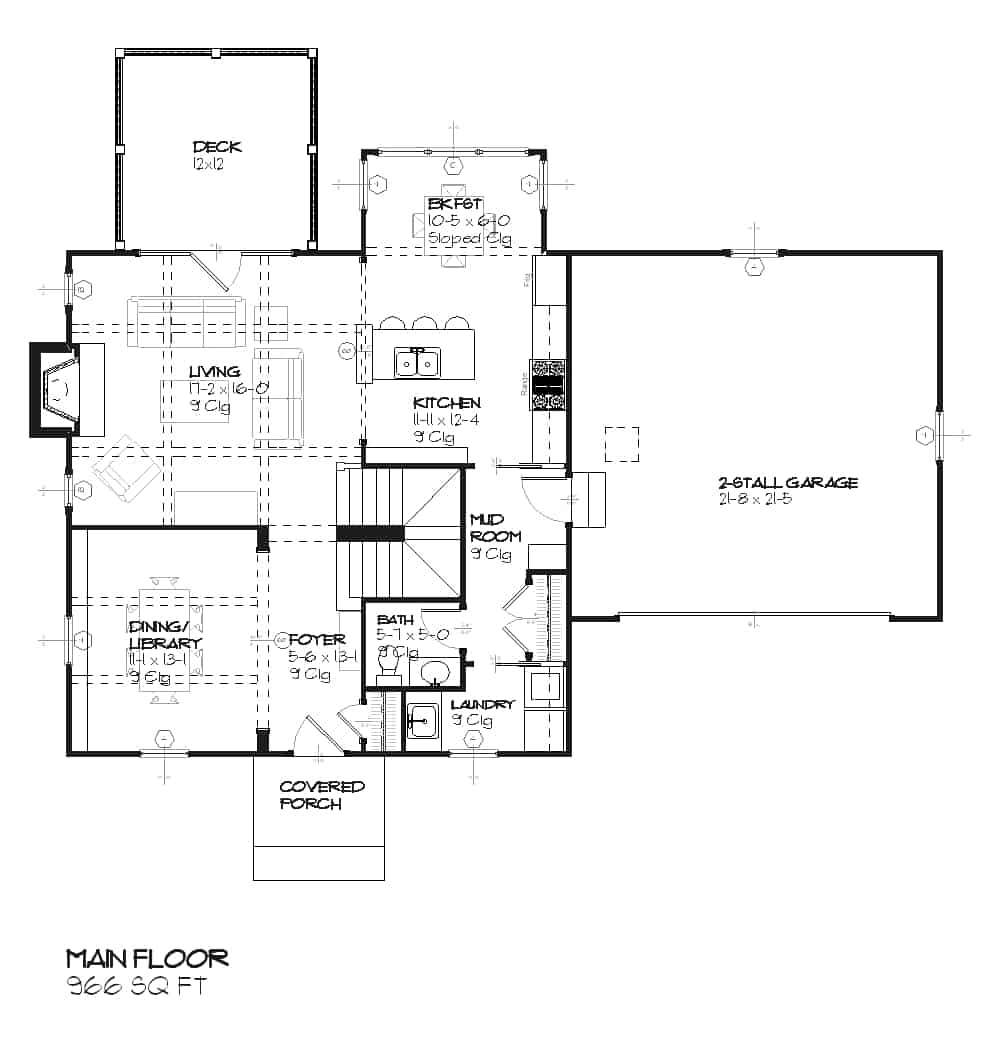 Floor Plan First Story of Colonial Plan #168-1094