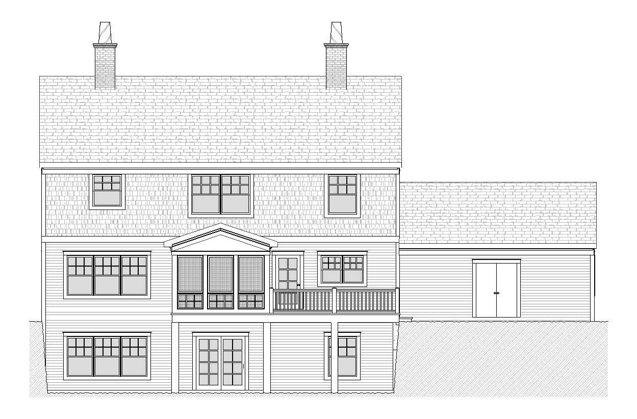 Home Plan Rear Elevation of this 4-Bedroom,2517 Sq Ft Plan -168-1095