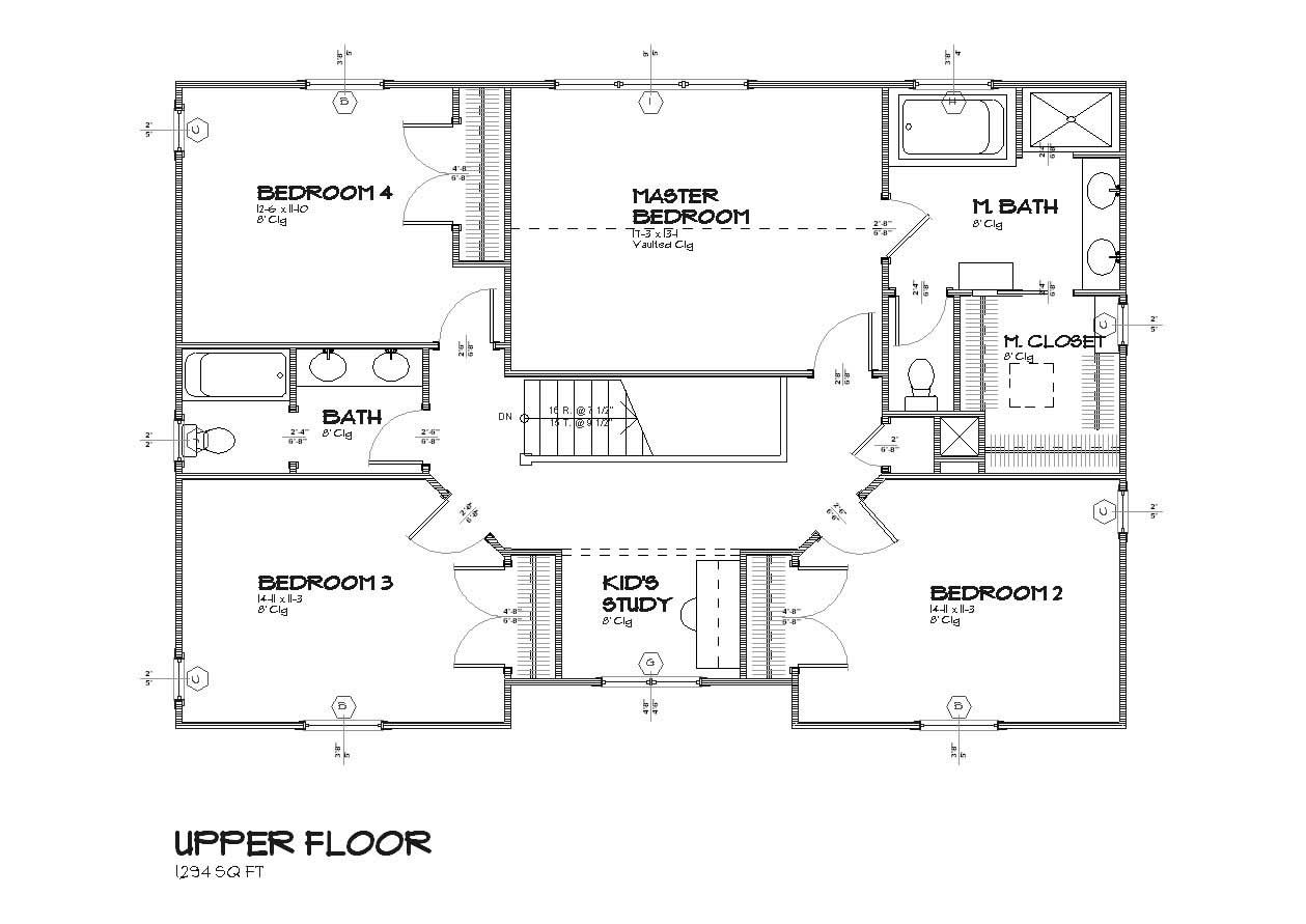 Floor Plan Second Story of Craftsman Plan #168-1096