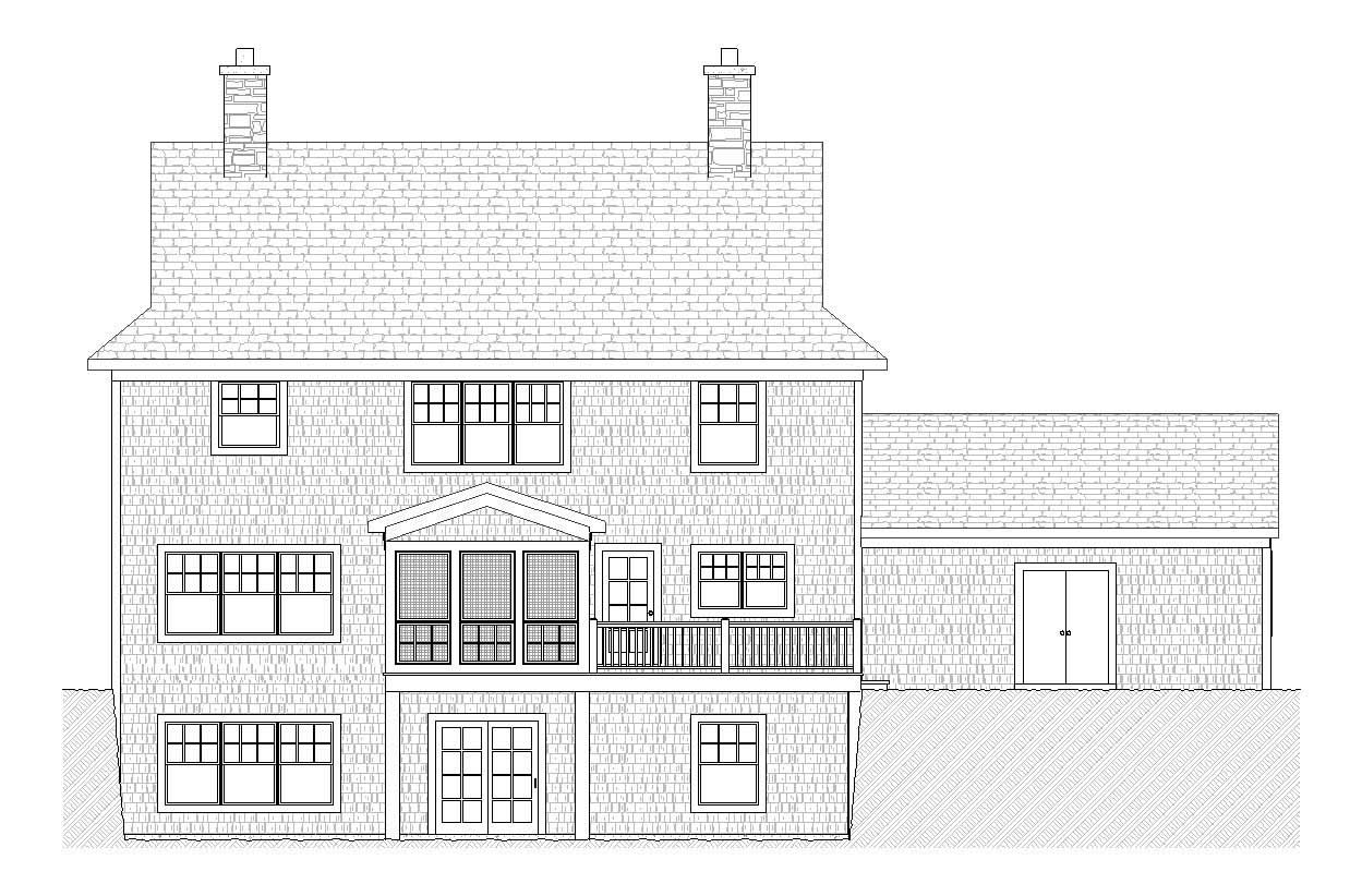 Home Plan Rear Elevation of this 4-Bedroom,2483 Sq Ft Plan -168-1096