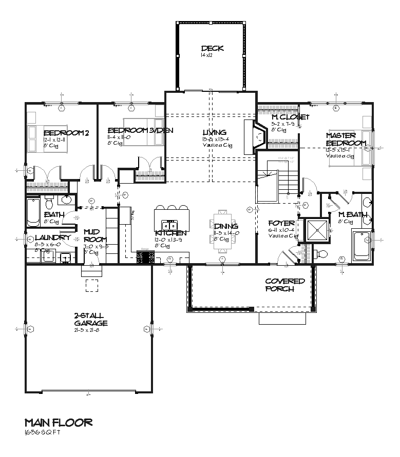 Floor Plan First Story of Country Plan #168-1098