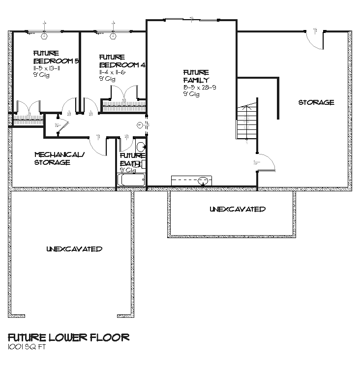 Floor Plan Basement of Country Plan #168-1098
