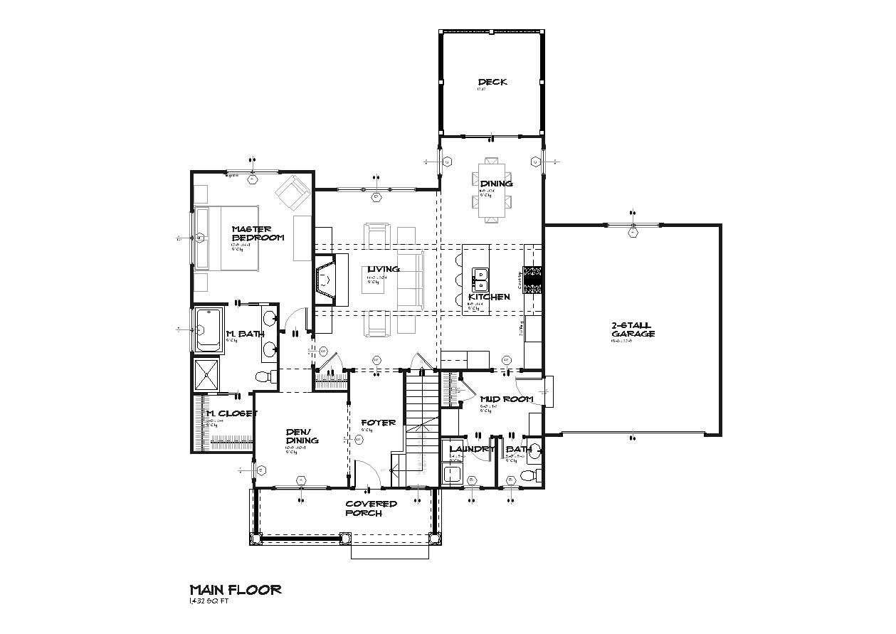 Floor Plan First Story of Cape Cod Plan #168-1100