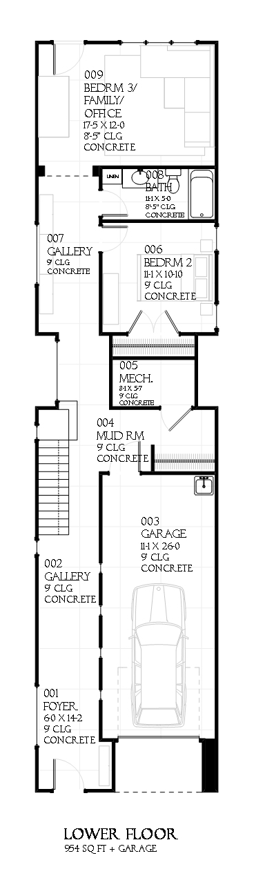 Floor Plan Basement of Modern Plan #168-1102