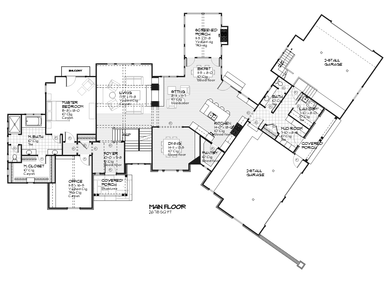 Floor Plan First Story of Traditional Plan #168-1104