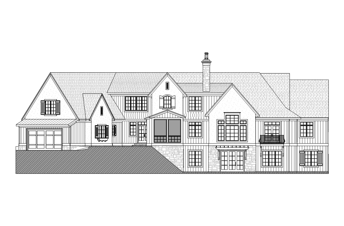 Home Plan Rear Elevation of this 3-Bedroom,3559 Sq Ft Plan -168-1104