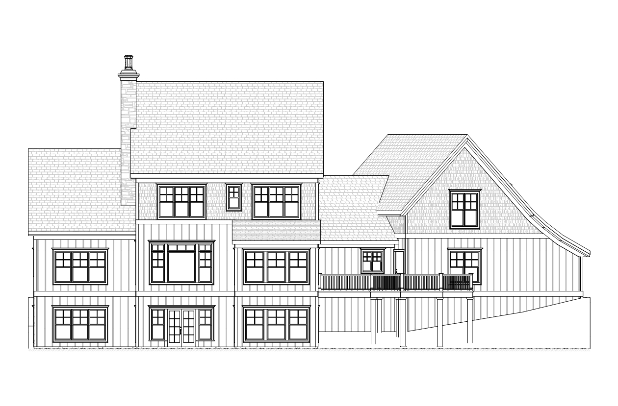 Home Plan Rear Elevation of this 4-Bedroom,3227 Sq Ft Plan -168-1106