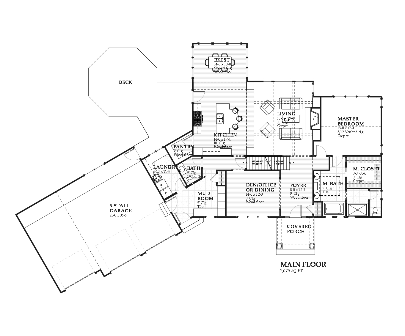 Floor Plan First Story of Traditional Plan #168-1106