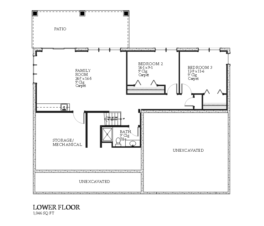 Floor Plan Basement of Traditional Plan #168-1109