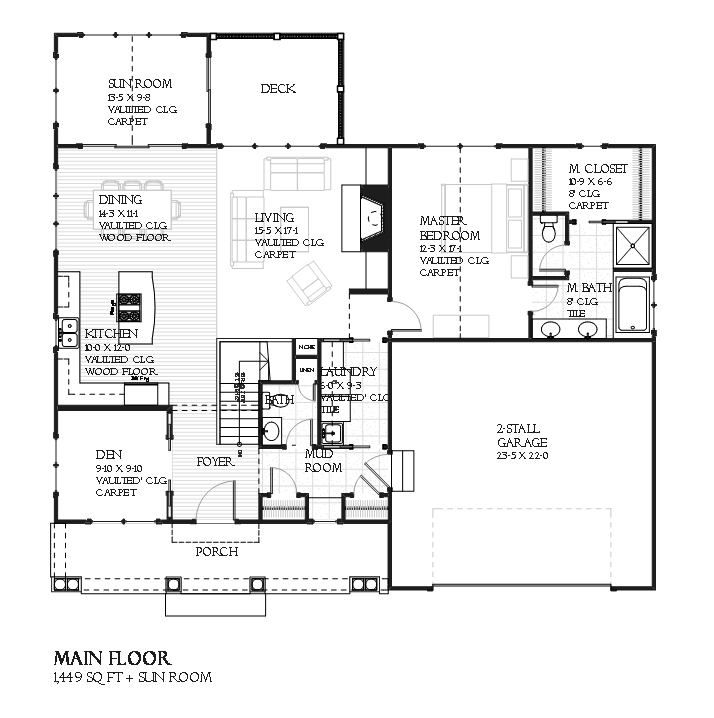 Floor Plan First Story of Traditional Plan #168-1109