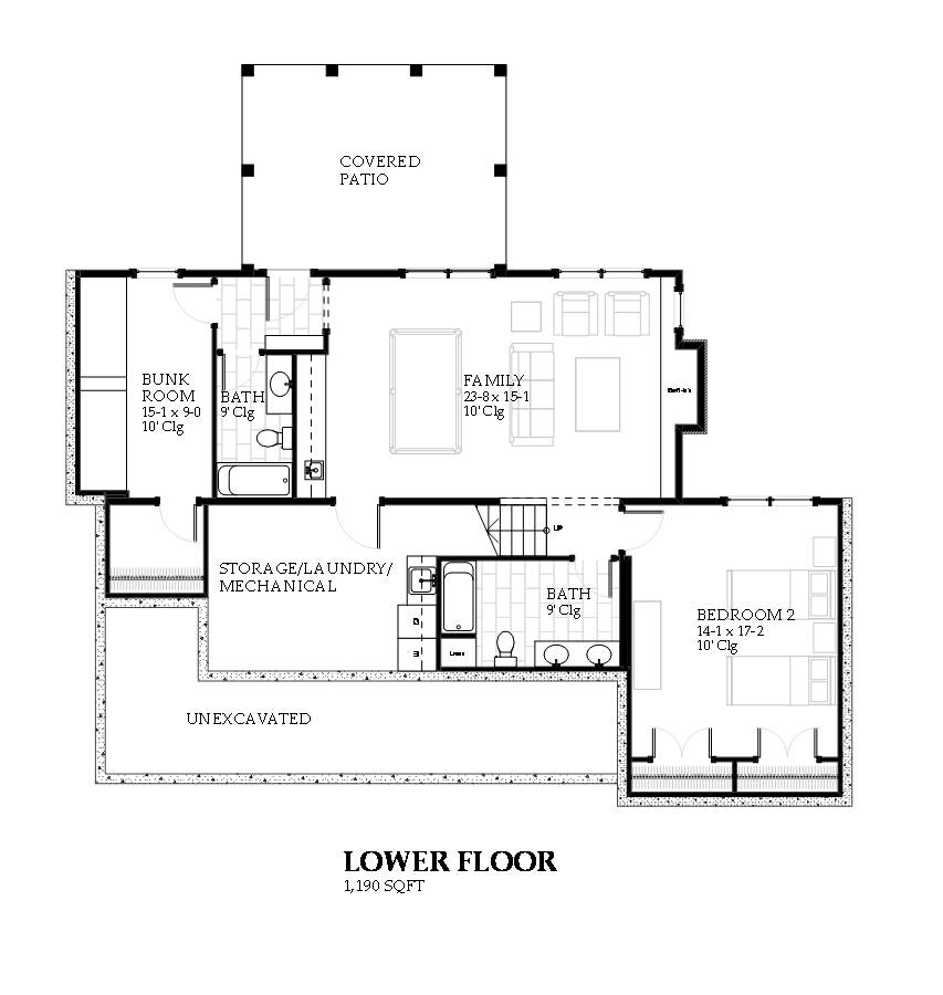 Floor Plan Basement of Traditional Plan #168-1110