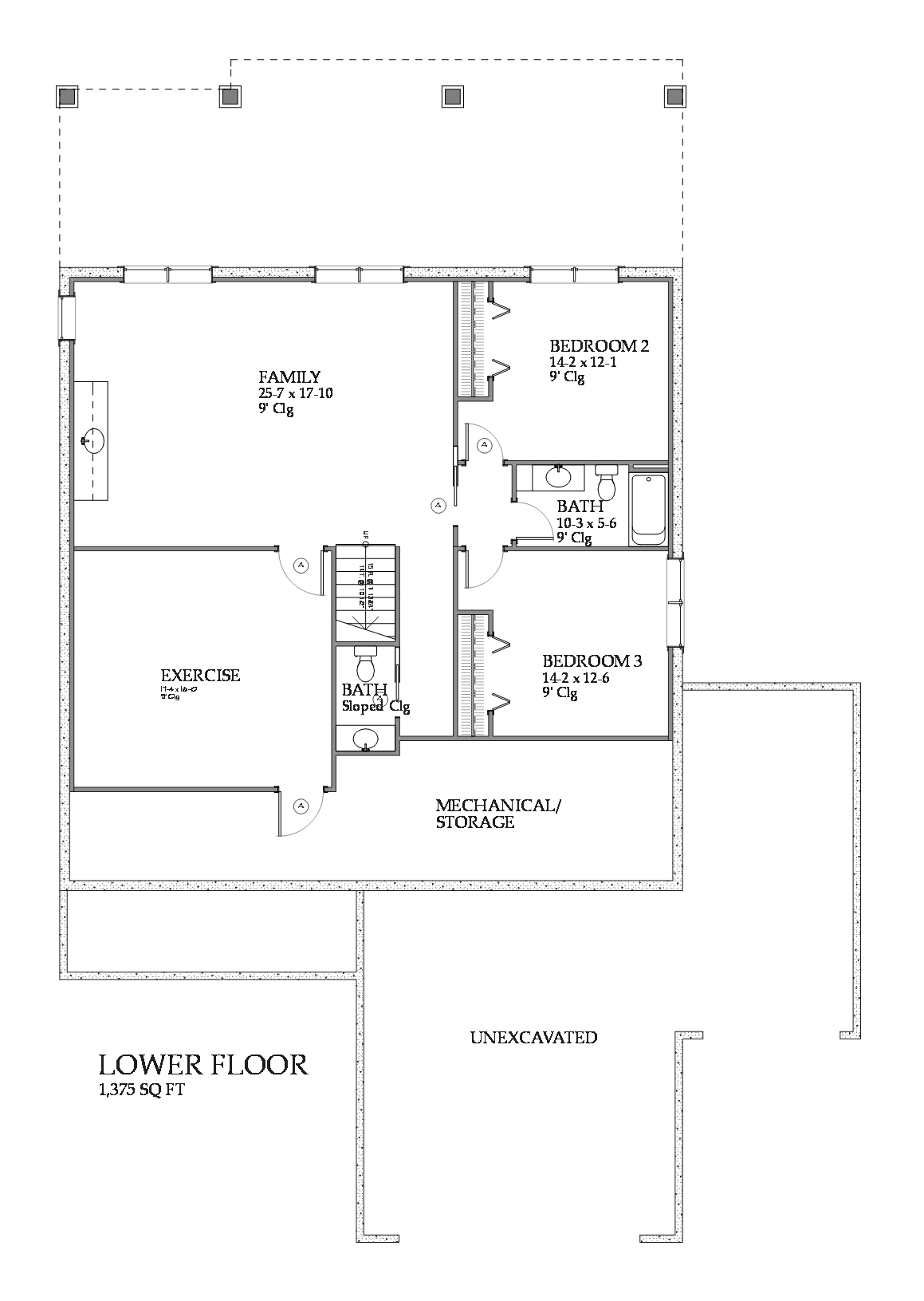 Floor Plan Basement of Traditional Plan #168-1111