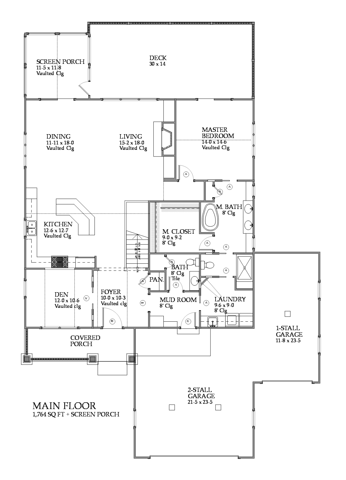 Floor Plan First Story of Traditional Plan #168-1111