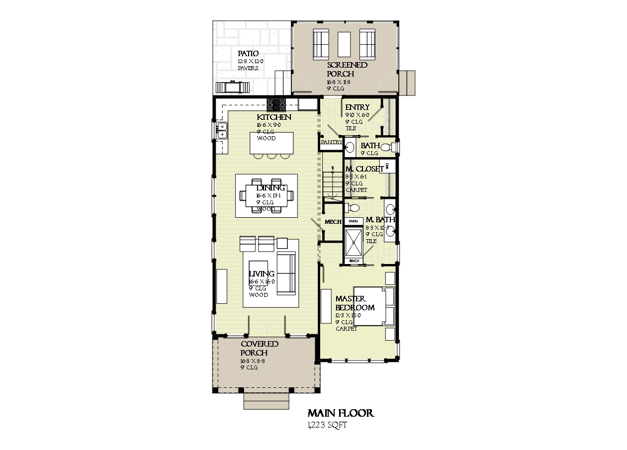 Floor Plan First Story of Traditional Plan #168-1113