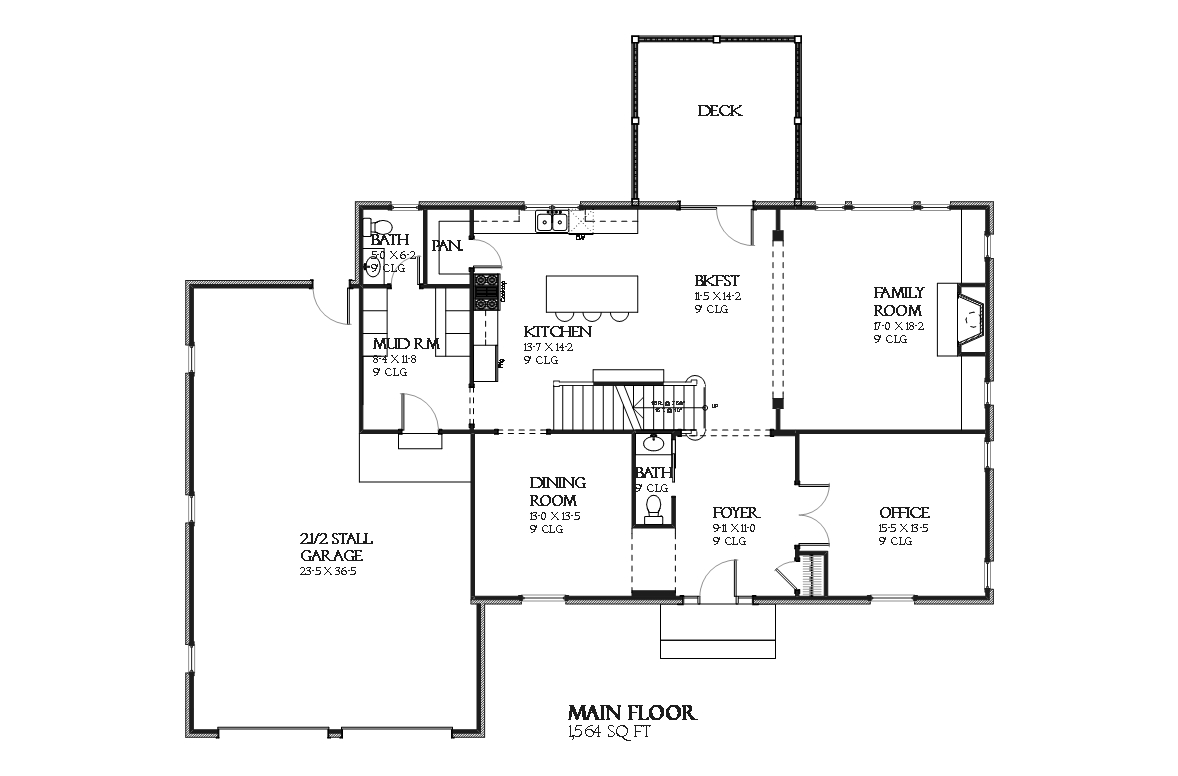 Floor Plan First Story of Traditional Plan #168-1115