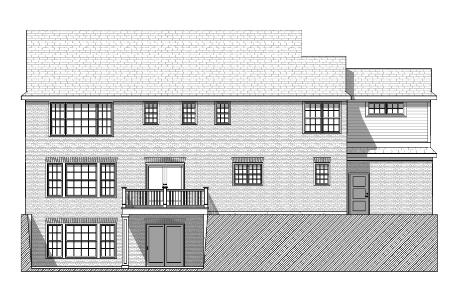 Home Plan Rear Elevation of this 4-Bedroom,3400 Sq Ft Plan -168-1115